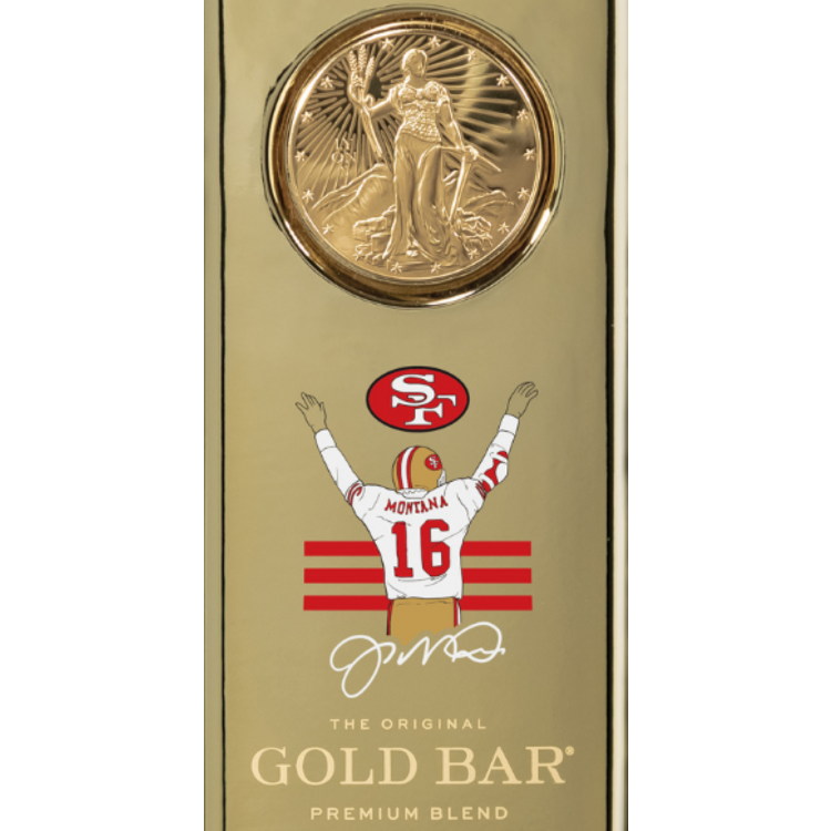 Gold Bar Blended American Whiskey Premium Blend Joe Montana 82 - 750ML - Front Label