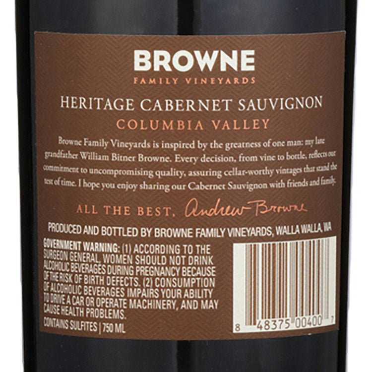 Browne Family Vineyards Cabernet Sauvignon Heritage Columbia Valley 20 - 750ML