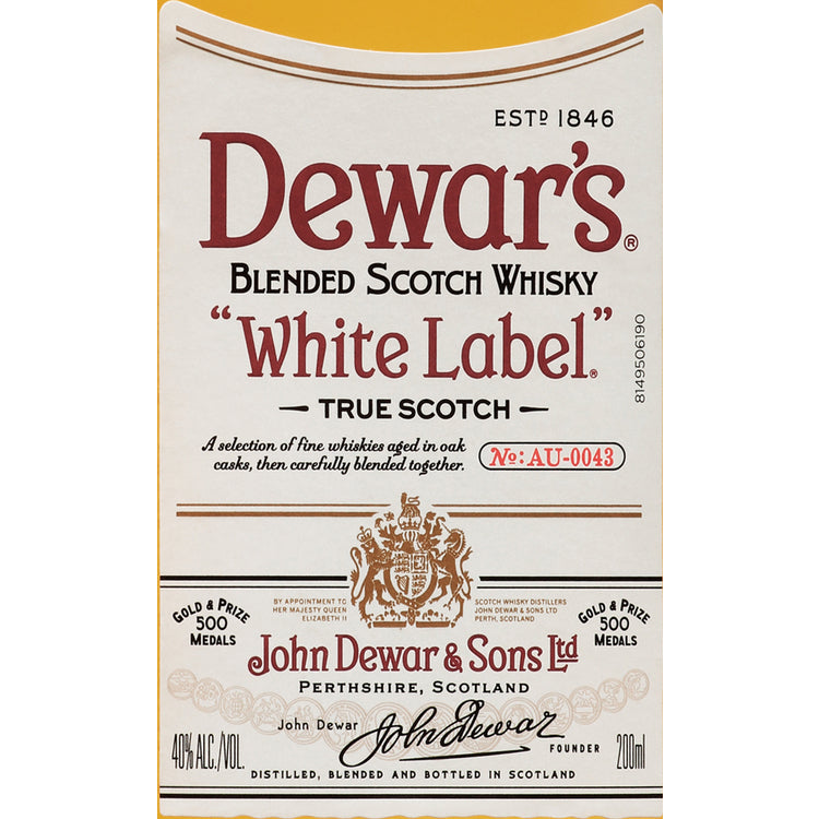 Dewar's Blended Scotch White Label 80 - 200ML - Front Label