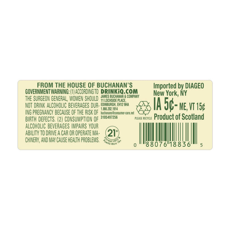 Buchanan's Scotch Whiskey Pineapple 70 - 750ML - Back Label