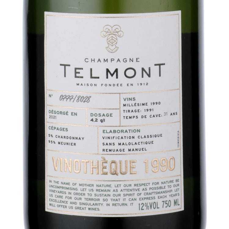 Telmont Champagne Extra Brut Vinotheque 1990 - 750ML - Front Label