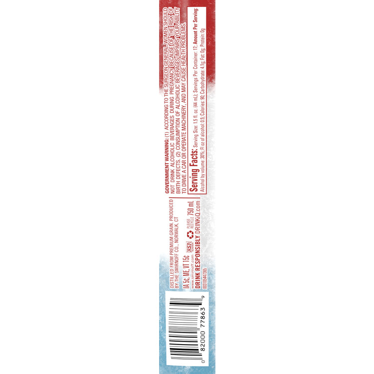 Smirnoff Red White & Berry Flavored Vodka 60 - 750ML - Back Label
