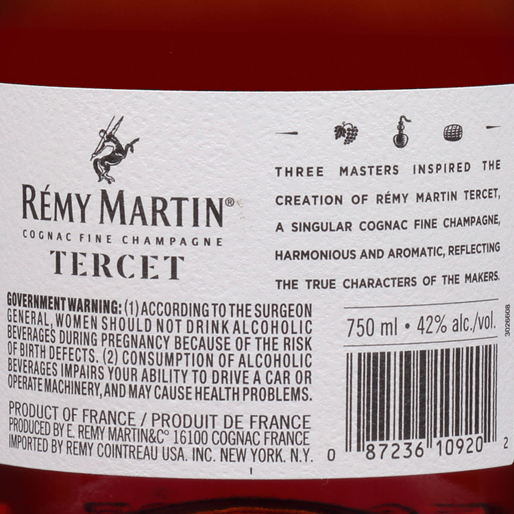 Remy Martin Fine Champagne Cognac Tercet 84 - 750ML - Back Label