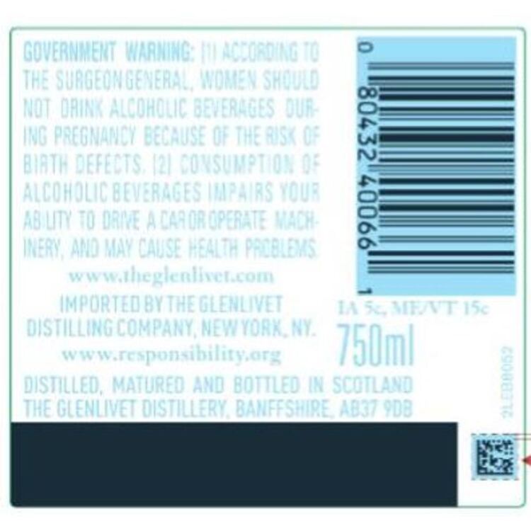 The Glenlivet Single Malt Scotch Batch Reserve 18 Yr 80 With Carton - 750ML - Back Label