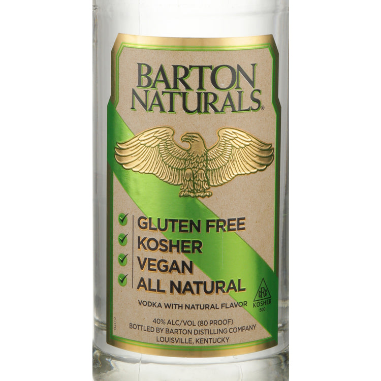 Barton Naturals Vodka 80 - 1.0L - Front Label