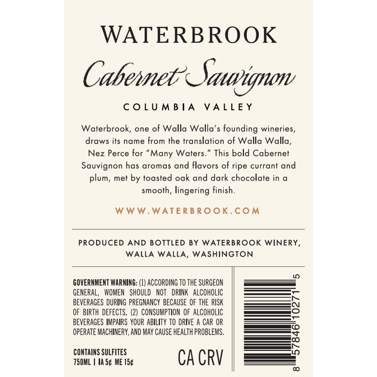 Waterbrook Cabernet Sauvignon Columbia Valley 2022 - 750ML