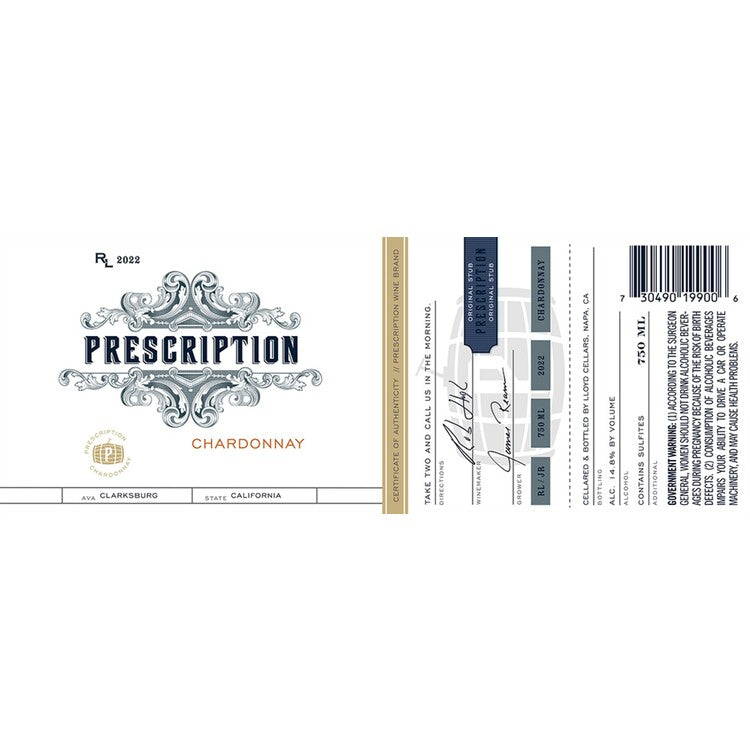 Prescription Chardonnay Clarksburg 2022 - 750ML