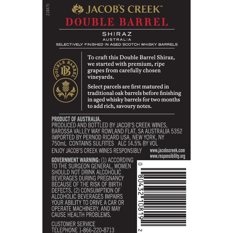 Jacob'S Creek Shiraz Double Barrel Australia - 750ML