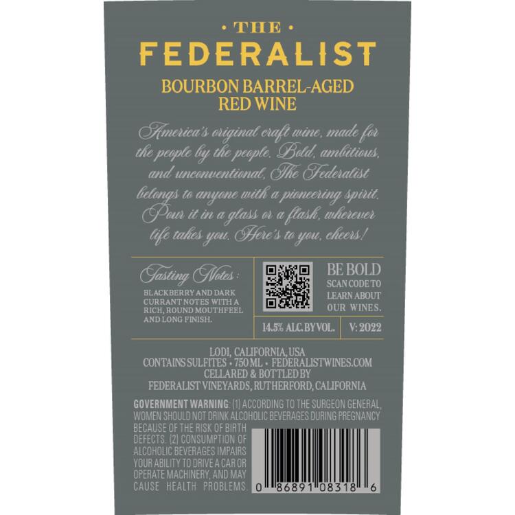 The Federalist Zinfandel Aged In Bourbon Barrels For 6 Months Lodi - 750ML - Back