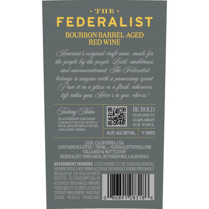 The Federalist Zinfandel Aged In Bourbon Barrels For 6 Months Lodi - 750ML - Back