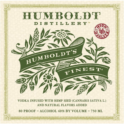Humboldt Distillery Vodka Infused With Hemp Seed Humboldt's Finest 80 - 750ML - Front Label