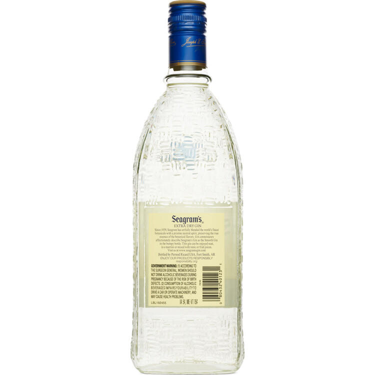 Seagram's Extra Dry Gin 80 - 750ML - Back
