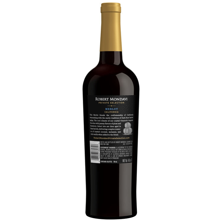 Robert Mondavi Private Selection Merlot Aged In Rum Barrels Monterey C - 750ML - Back