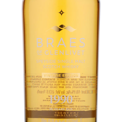 Braes Of Glenlivet Single Malt Scotch Secret Speyside 1990 32 Yr 93.6 - 700ML - Front Label
