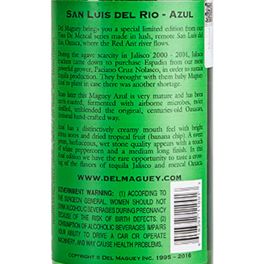Del Maguey Mezcal Single Village San Luis Del Rio Azul 94 - 750ML - Front