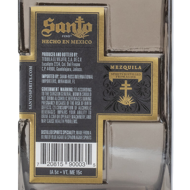 Santo Mezcal Mezquila Fino 80 - 750ML - Back Label