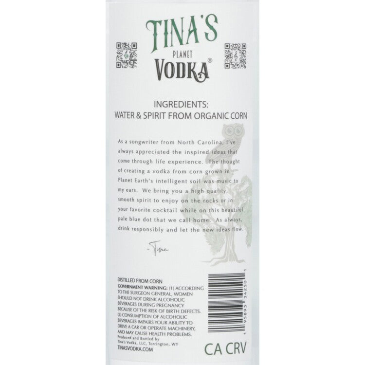 Tina's Vodka 80 - 750ML - Front Label