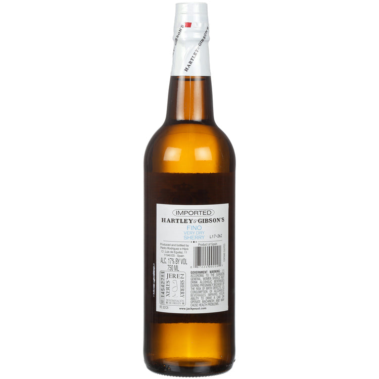 Hartley & Gibson Sherry Fino - 750ML - Back