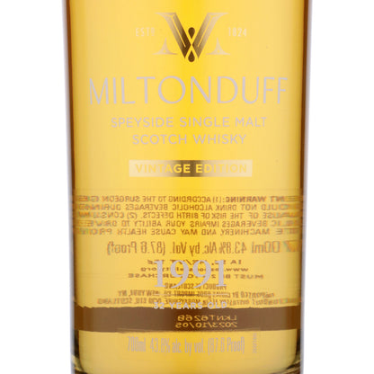 Miltonduff Single Malt Scotch Secret Speyside 1991 32 Yr 87.6 - 700ML - Front Label