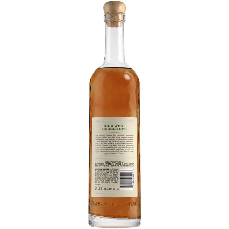 High West Rye Whiskey Double Rye! 92 - 750ML - Back