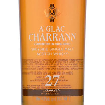 A'Glac Charrann Single Malt Scotch Secret Speyside 27 Yr 99.6 - 700ML - Front Label