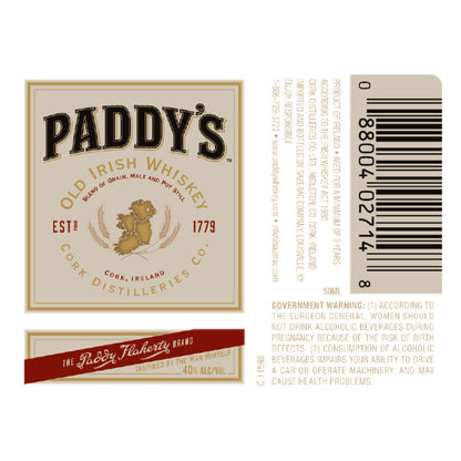 Paddy Blended Irish Whiskey 80 - 50ML - Front Label