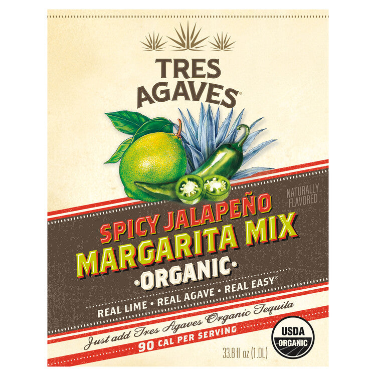 Tres Agaves Spicy Margarita Mix - 1.0L - Front Label