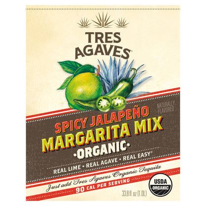 Tres Agaves Spicy Margarita Mix - 1.0L - Front Label