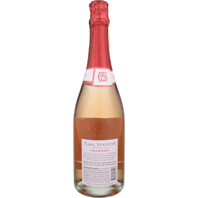 Earl Stevens Sparkling Strawberry Flavored Wine - 750ML - Back