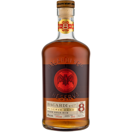 Bacardi Aged Rum Rare Gold Reserva Ocho 8 Yr 80 - 750ML - Front