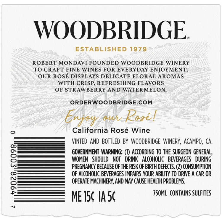 Woodbridge Rose Wine California - 750ML - Back Label