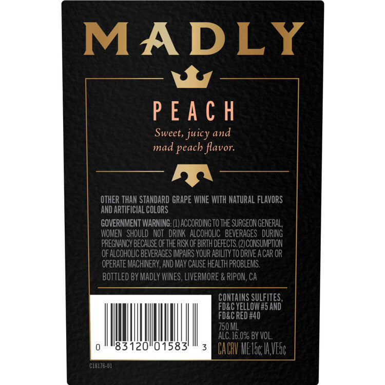 Madly Peach Flavored Wine - 750ML - Back Label