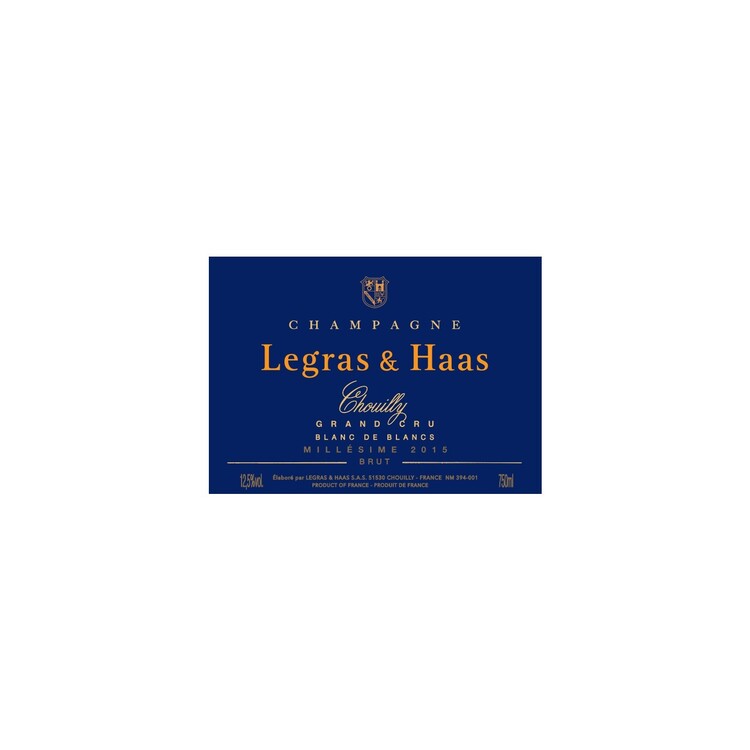 Legras & Haas Champagne Brut Blanc De Blancs Millesime Grand Cru 2015 - 750ML - Front Label