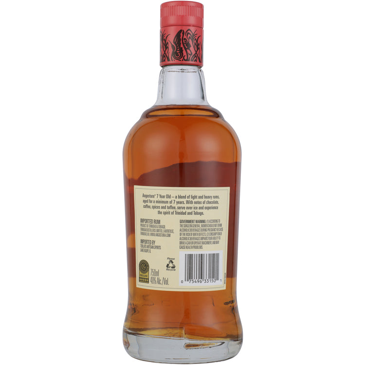Angostura Aged Rum 7 Yr 80 W/ Orange Bitters Hitchhiker - 750ML - Back