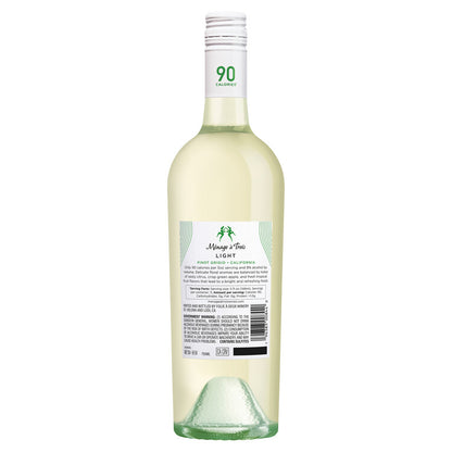 Menage A Trois Pinot Grigio Light California - 750ML - Back