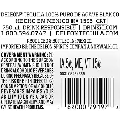 Deleon Tequila Blanco 80 - 750ML - Back Label