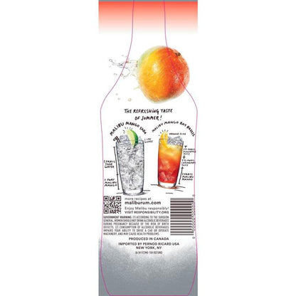 Malibu Mango Flavored Rum 42 - 750ML - Back Label