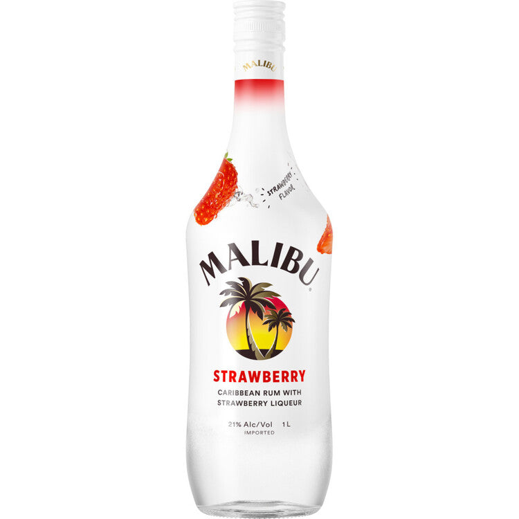 Malibu Strawberry Flavored Rum 42 - 1.0L - Front