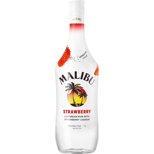 Malibu Strawberry Flavored Rum 42 - 1.0L - Front
