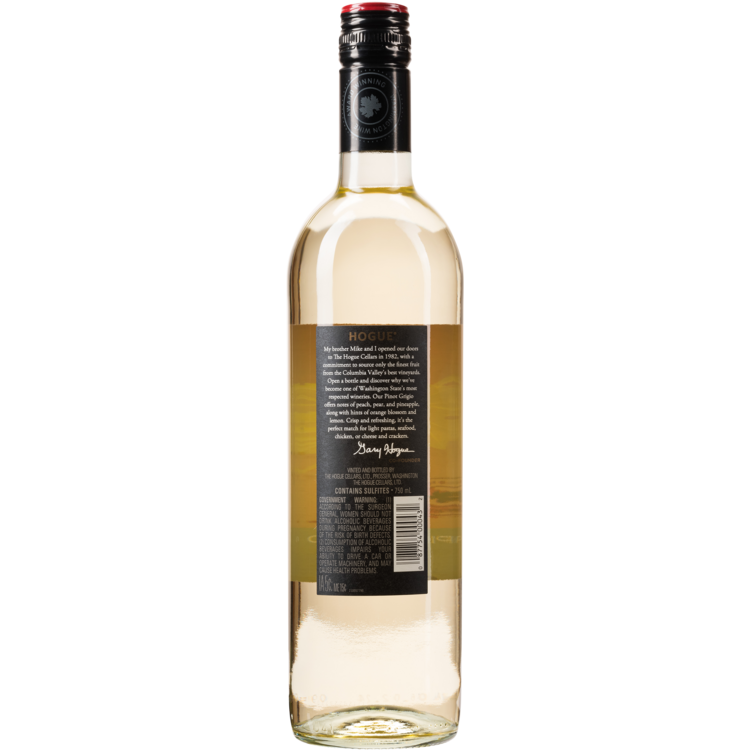 The Hogue Cellars Pinot Grigio Columbia Valley - 750ML - Back