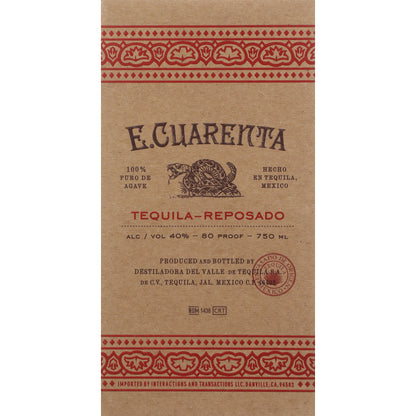 E. Cuarenta Tequila Reposado 80 - 750ML - Front Label