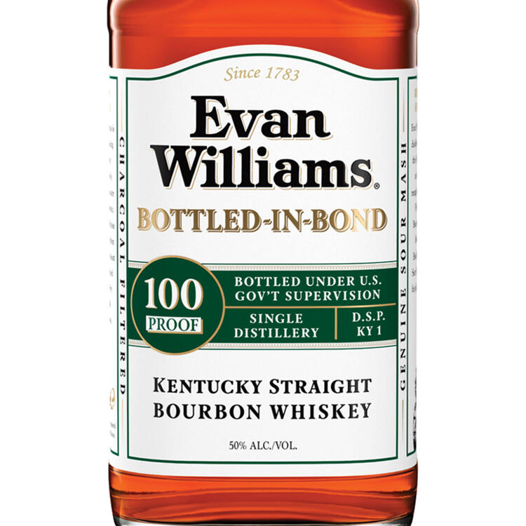Evan Williams Straight Bourbon White Label Bottled In Bond 100 - 1.75L - Front Label