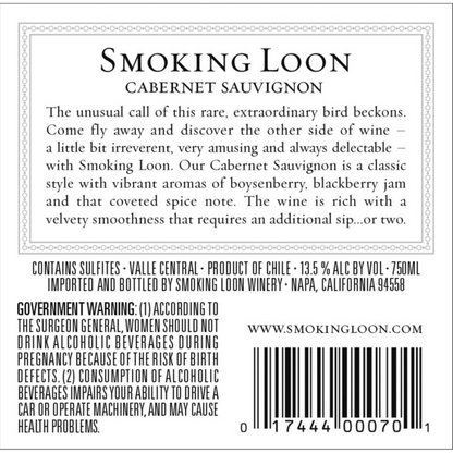 Smoking Loon Cabernet Sauvignon The Original California - 750ML - Back Label