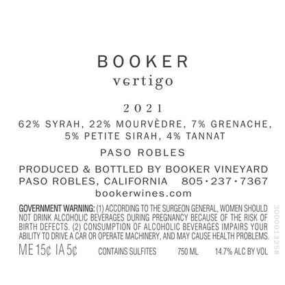 Booker Vertigo Aged 18 Months In French Oak Barrels Paso Robles 2020 - 750ML