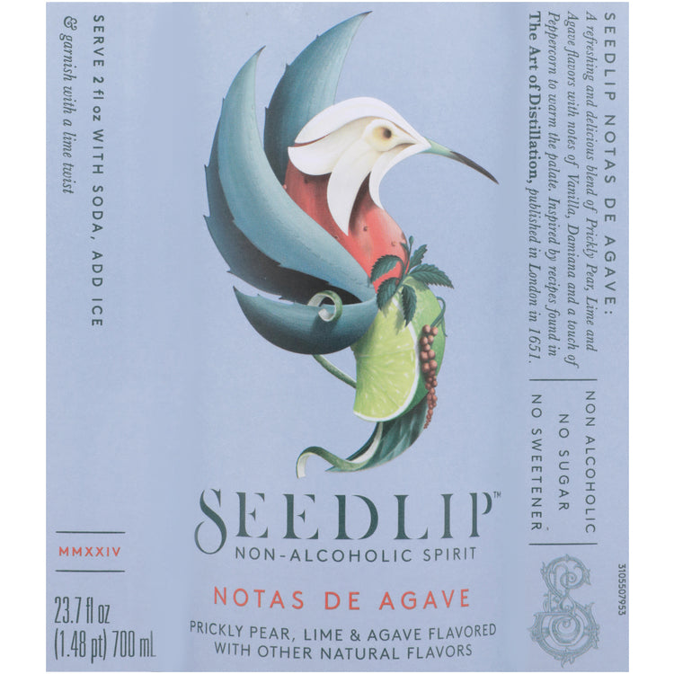Seedlip Distilled Non-Alcoholic Spirit Notas De Agave - 700ML - Front Label