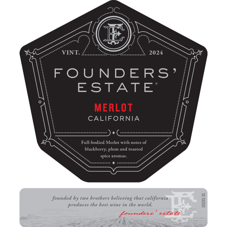 Beringer Founders' Estate Merlot California - 750ML - Front Label