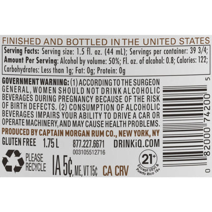 Captain Morgan Spiced Rum Signature 100 - 1.75L - Back Label