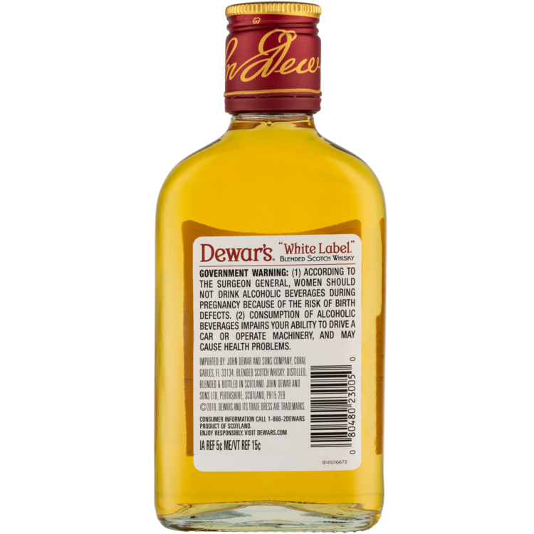Dewar's Blended Scotch White Label 80 - 200ML - Back