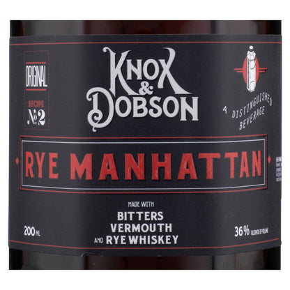 Knox & Dobson Manhattan Rye 72 - 200ML - Front Label