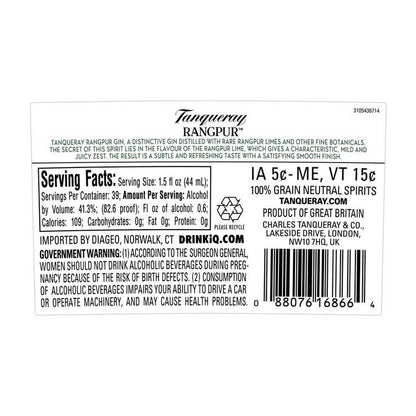 Tanqueray Distilled Gin Rangpur 82.6 - 1.75L - Back Label